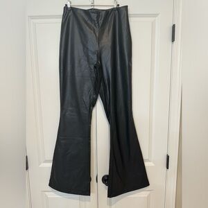 NWTS Nasty Gal vegan leather black bell bottoms size 8 NWTS